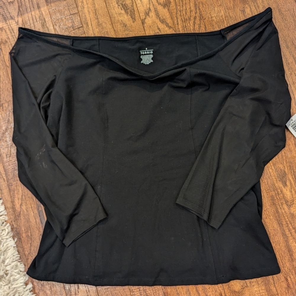 New Torrid Foxy Off the Shoulder Mesh Long Sleeve Corset Top 5x, new with tags - Picture 13 of 14
